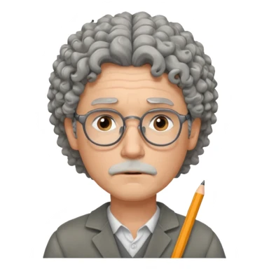 Sad male Writer with curly gray hair and glasses sticker