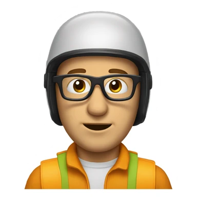 Caucasian man wirh helmet, glases and earplugs sticker