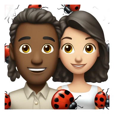 Attractive brunette Married couple and two ladybugs sticker