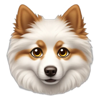 Spitz dog white color fluffy brown eyes sticker