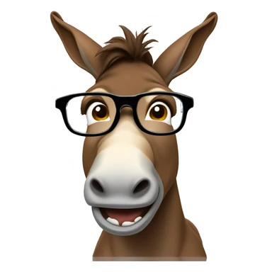 nerd brown donkey with 2 big tooth using glasses and lapel  sticker