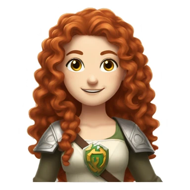 a white girl with long red curly hair and freckles, cosplaying Zelda posing and smiling sticker
