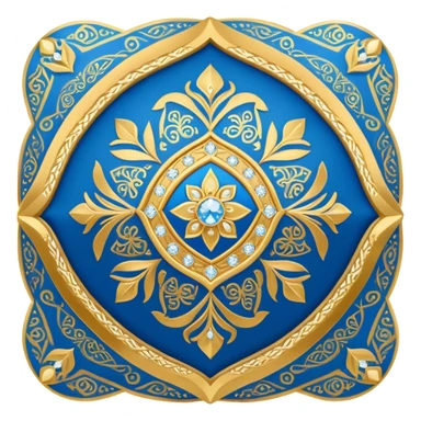 Samarkand style doppa hat with diamond patterns in blue and gold sticker