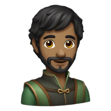 black hair elf girl with a while man with a beard and dark hair sticker