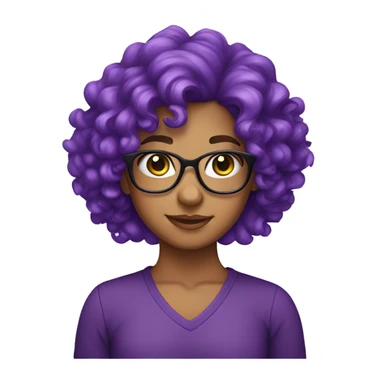 tanned girl in glasses with purple curly hair sticker