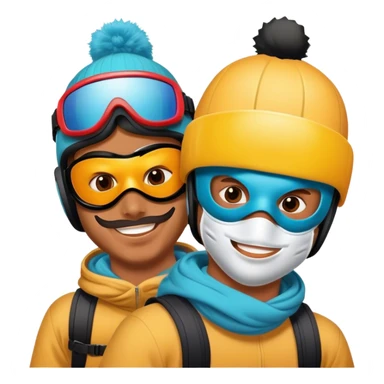 2 guys masks snowboarding birthday sticker