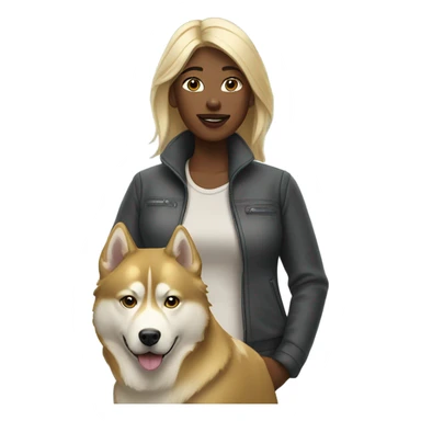 Woman and golden Husky  sticker