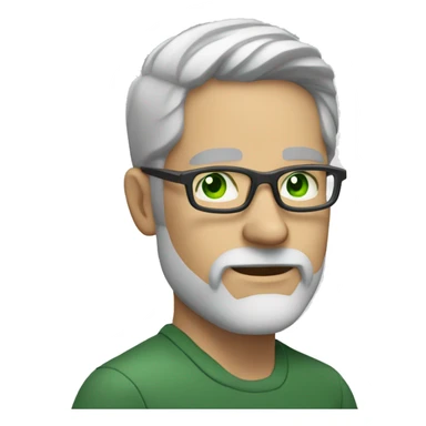 40 year old white man with grey hair and grey beard and green eyes and dark glasses sticker