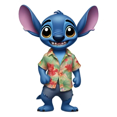 Disney Stitch with a Hawaiian shirt sticker