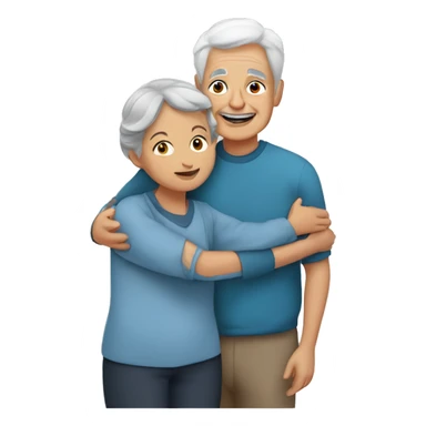 Grandma huggings with a boy and girl sticker