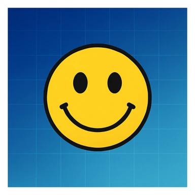 frame 5 with background blending gradient and blue, some grid lines starting to appear, smiley face unchanged sticker