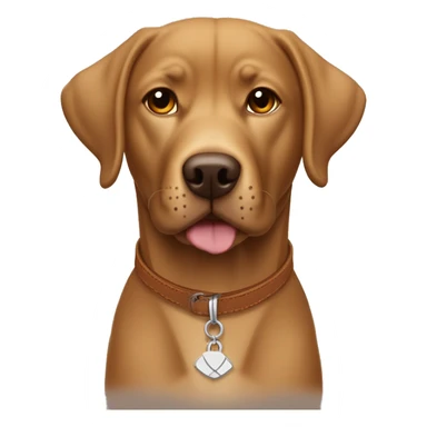 Una perrita color canela labrador retriever mezclado con Pitbul con collar sticker