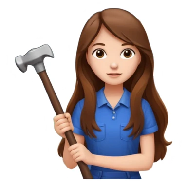 beautiful girl with long brown hair constructing new bedroom sticker