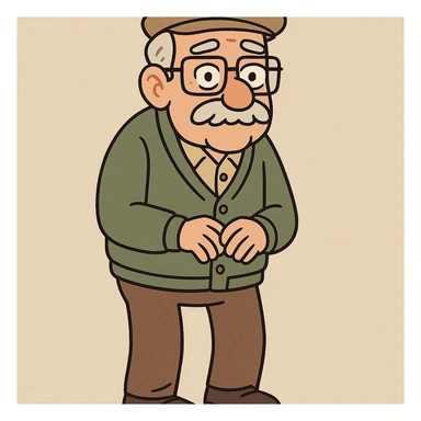 grandfather pensioner in flat design style sticker