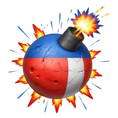 bomb emoji painted with French flag colors with explosion effect sticker