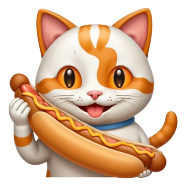A cartoon cat eating a hot dog sticker