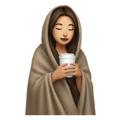 Brunette girl inside a blanket sipping coffee eyes closed sticker