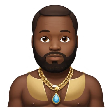 Rick Ross with dark brown hair, shirtless with necklace sticker