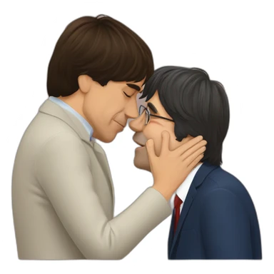 pedro sanchez kissing Puigdemont sticker