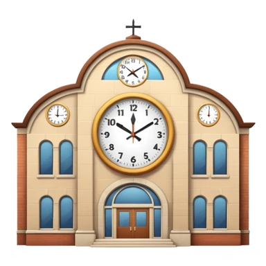 school building with a clock sticker