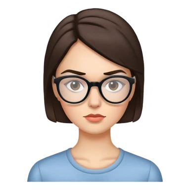 Brunette woman raising eyebrow with glasses  sticker