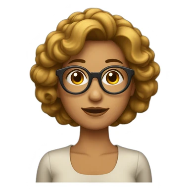 Mujer con pelo ondulado por los hombros y lentes redondos sticker