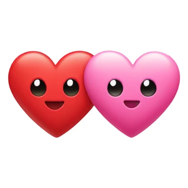 two hearts, one pink, one red  sticker