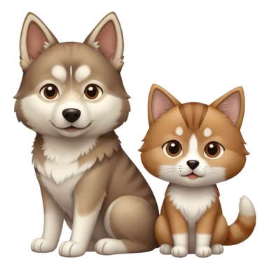 Light Brown Husky and Brown tabby cat sticker