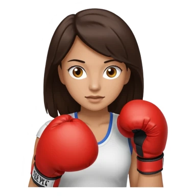 An woman with long dark brown hair light brown eyes in boxing gloves sticker