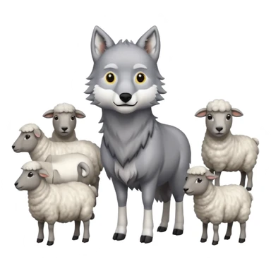 A wolf inside a group of sheeps  sticker