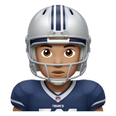 football player wearing white, silver, navy blue colors, and helmet should say 784 sticker