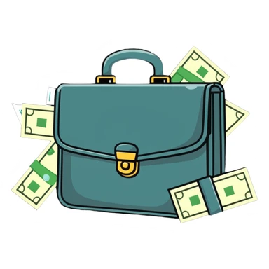 briefcase with money bills spilling out sticker