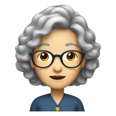 Chinese senior lady has long wavy hair wear glasses show appreciation sighs sticker
