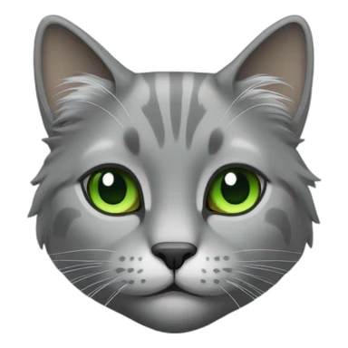 Grey long hair cat with green eyes sticker