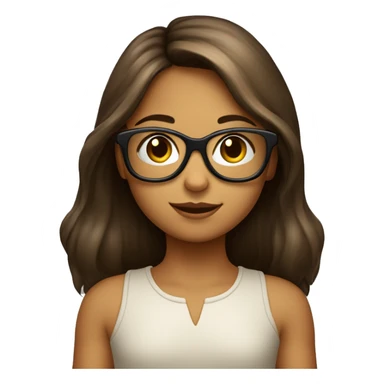  Niña de 8 años con gafas y pelo largo liso marrón sticker