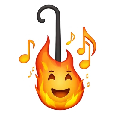 Fire emoji with musical notes for 'Despacito' sticker