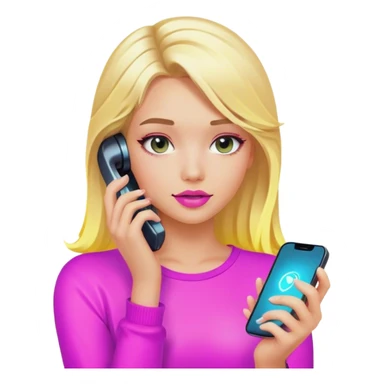 neon girl with phone blonde hair sticker
