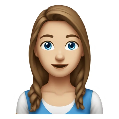 A 23 year old, Caucasian woman, with long brown hair,   with blue eyes wearing a t-shirt. sticker