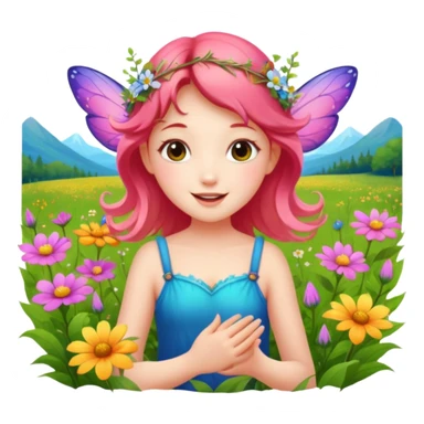 Fairy frolicking in a field sticker