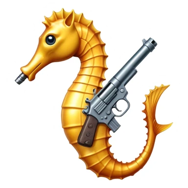 Seahorse pointing a gun to the front sticker