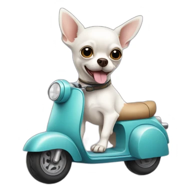 white chihuahua on scooter sticker
