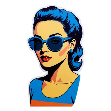 Pop art women with blue hear with sunglasses  sticker