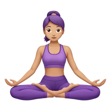 	A woman in purple yoga clothes sitting and bending forward to reach her toes, calm meditation vibe, simple white background. sticker