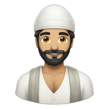 pakistani man with white prayer hat and messy black beard fursona sticker