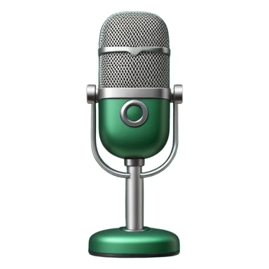 dark green radio microphone, front view, no text, Apple emoji style sticker