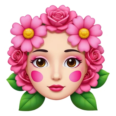 Blush face with flowers sticker