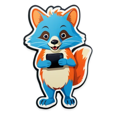 An animal using a cell phone sticker