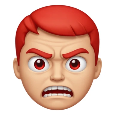 emoji representing anger, furrowed brows, clenched teeth, red face sticker