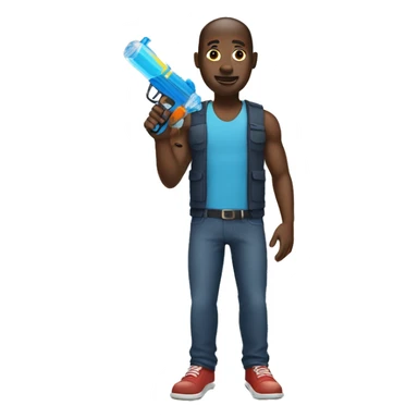 Black man holding a water gun sticker