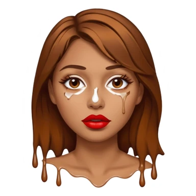 Brown Hair, Woman, white paint drip, face, hot, Sexy, lips sticker